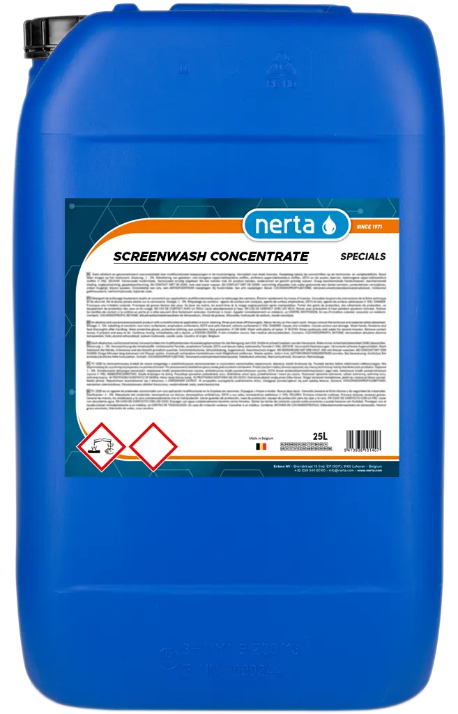 Упаковка продукции Nerta 25л. SCREENWASH CONCENTRATE.